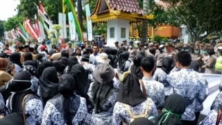 Lakukan Aksi, Guru PNS Padati Kantor Walikota Pekanbaru