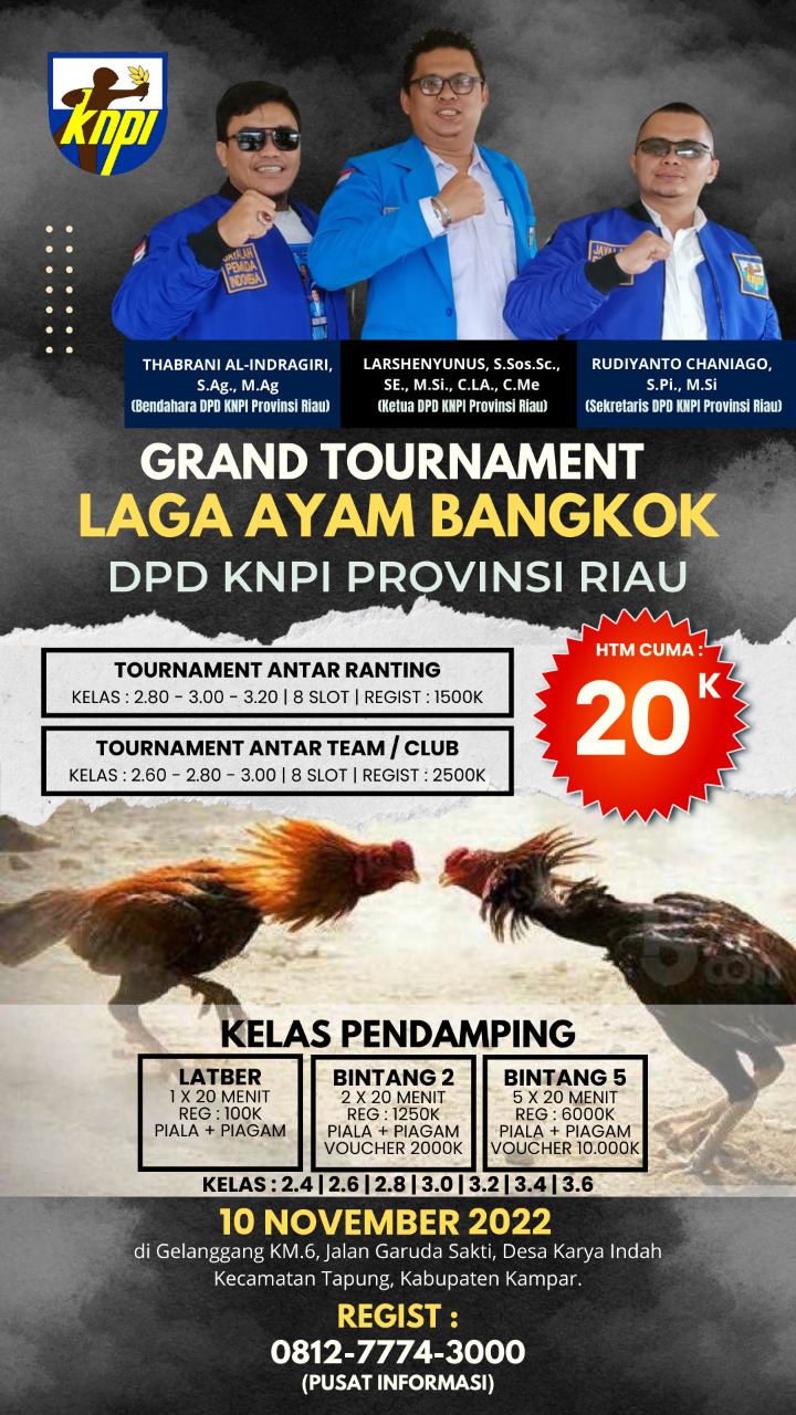 Viral Grand Tournament Laga Ayam Bangkok, ini Penjelasan Ketua KNPI Riau